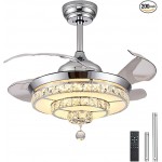 Ceiling Fans with Lights and Remote, Fandelier Ceiling Fan with Light, 42 Inch Chandelier Fan Crystals