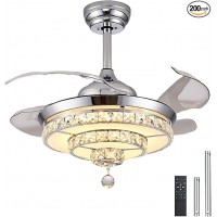 Ceiling Fans with Lights and Remote, Fandelier Ceiling Fan with Light, 42 Inch Chandelier Fan Crystals