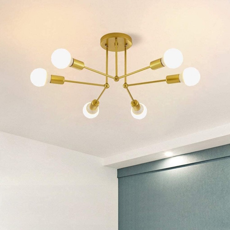 Gold chandelier six lamp body