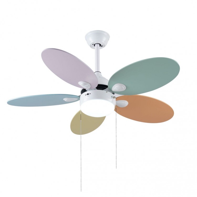 Colorful five-leaf ceiling fan with lights