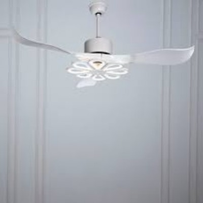 White chandelier with fan