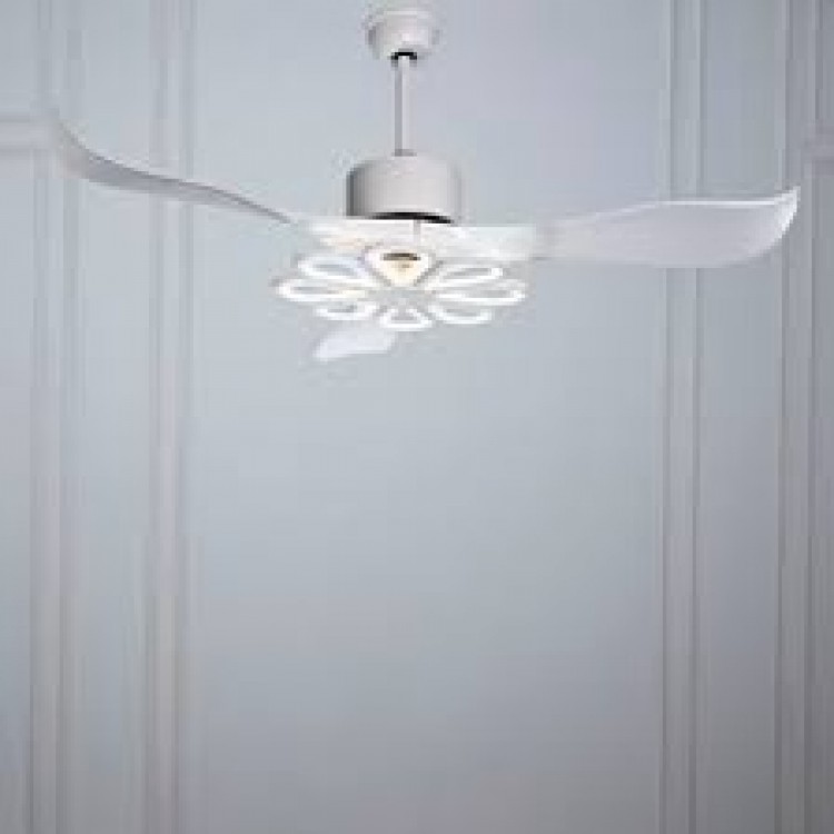 White chandelier with fan