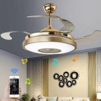 Gold chandelier with fan