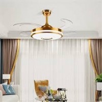 Gold chandelier with fan