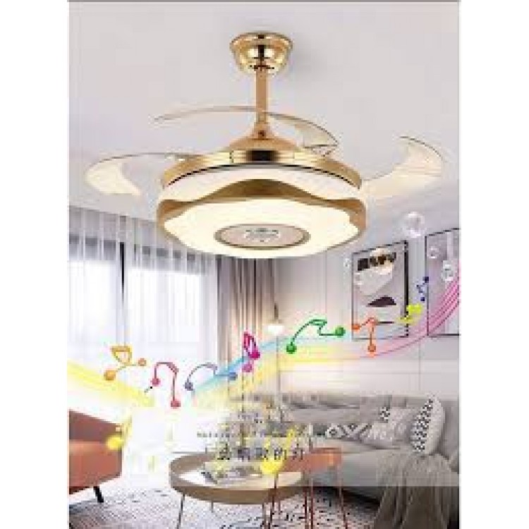 Gold chandelier with fan
